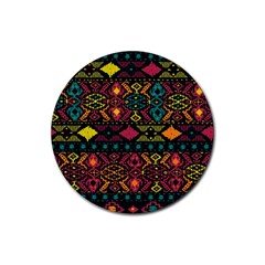 Bohemian Patterns Tribal Rubber Round Coaster (4 Pack)  by BangZart