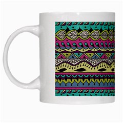 Aztec Pattern Cool Colors White Mugs by BangZart