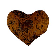Art Traditional Batik Flower Pattern Standard 16  Premium Flano Heart Shape Cushions by BangZart
