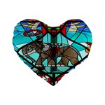 Elephant Stained Glass Standard 16  Premium Flano Heart Shape Cushions Front