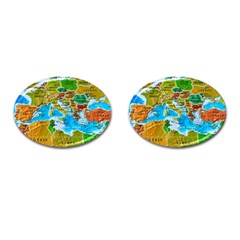 World Map Cufflinks (oval) by BangZart