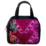 Pink Batik Cloth Fabric Classic Handbags (One Side) Front