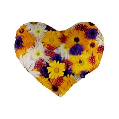 Colorful Flowers Pattern Standard 16  Premium Flano Heart Shape Cushions by BangZart