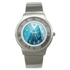 Glass Bulding Stainless Steel Watch by BangZart