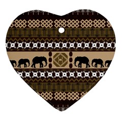 Elephant African Vector Pattern Heart Ornament (two Sides) by BangZart