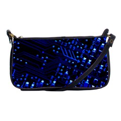 Blue Circuit Technology Image Shoulder Clutch Bags by BangZart