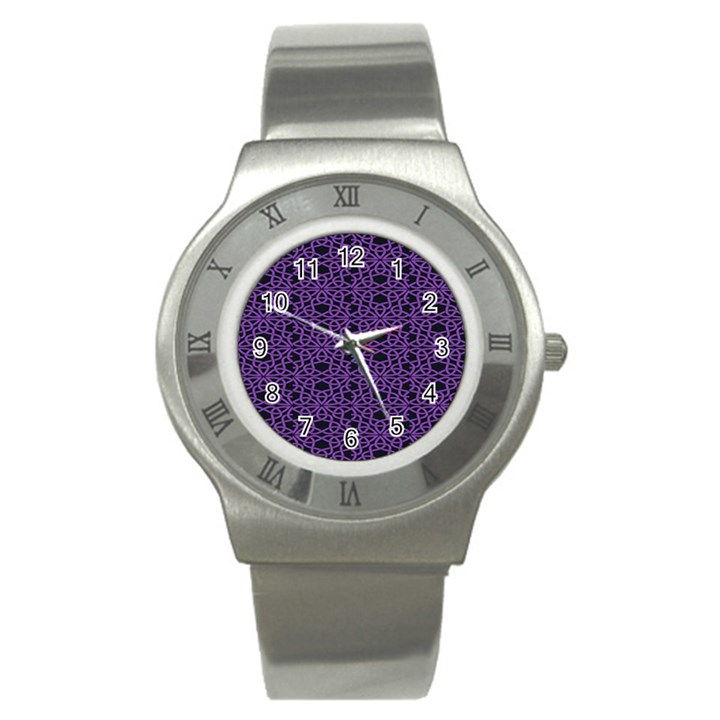 Triangle Knot Purple And Black Fabric Stainless Steel Watch