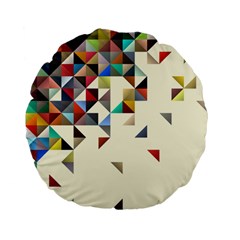 Retro Pattern Of Geometric Shapes Standard 15  Premium Flano Round Cushions