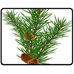 Branch Floral Green Nature Pine Double Sided Fleece Blanket (medium) 