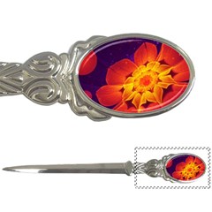 Royal Blue, Red, And Yellow Fractal Gerbera Daisy Letter Openers by jayaprime