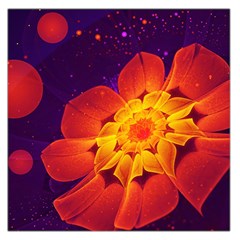 Royal Blue, Red, And Yellow Fractal Gerbera Daisy Large Satin Scarf (square) by jayaprime