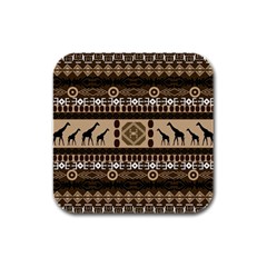 Giraffe African Vector Pattern Rubber Square Coaster (4 Pack)  by BangZart
