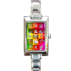 Colorful 3d Social Media Rectangle Italian Charm Watch by BangZart