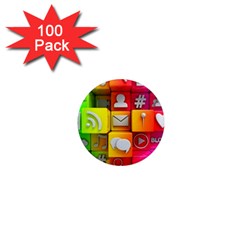 Colorful 3d Social Media 1  Mini Magnets (100 Pack)  by BangZart