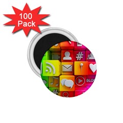 Colorful 3d Social Media 1 75  Magnets (100 Pack)  by BangZart