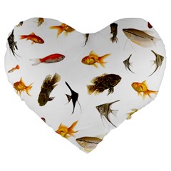 Goldfish Large 19  Premium Heart Shape Cushions by BangZart