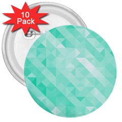 Bright Green Turquoise Geometric Background 3  Buttons (10 Pack)  by TastefulDesigns