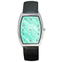 Bright Green Turquoise Geometric Background Barrel Style Metal Watch by TastefulDesigns