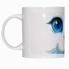 Cute White Cat Blue Eyes Face White Mugs by BangZart