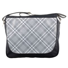 Grey Diagonal Plaid Messenger Bags by NorthernWhimsy