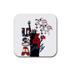 4th Of July Independence Day Rubber Coaster (square)  by Valentinaart