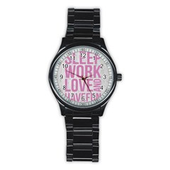Grunge Style Motivational Quote Poster Stainless Steel Round Watch by dflcprints