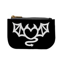 Winged Devil Heart - Black And White Coin Change Purse