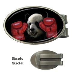 Boxing Panda  Money Clips (oval)  by Valentinaart