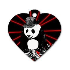 Deejay Panda Dog Tag Heart (one Side) by Valentinaart