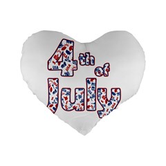 4th Of July Independence Day Standard 16  Premium Flano Heart Shape Cushions by Valentinaart