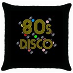  80s disco vinyl records Throw Pillow Case (Black) Front