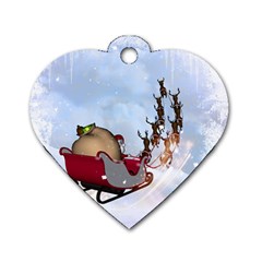 Christmas, Santa Claus With Reindeer Dog Tag Heart (one Side) by FantasyWorld7