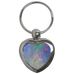 Colorful Pattern Blue And Purple Colormix Key Chains (heart)  by paulaoliveiradesign
