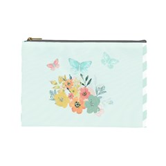 Watercolor Floral Blue Cute Butterfly Illustration Cosmetic Bag (large)  by paulaoliveiradesign