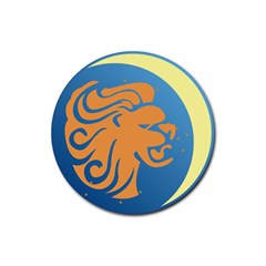 Lion Zodiac Sign Zodiac Moon Star Rubber Coaster (round)  by Nexatart
