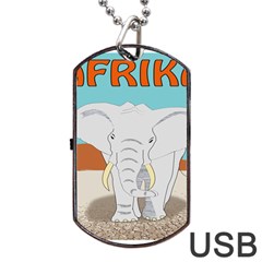 Africa Elephant Animals Animal Dog Tag Usb Flash (two Sides) by Nexatart