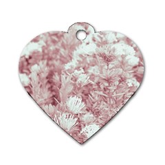 Pink Colored Flowers Dog Tag Heart (one Side) by dflcprints