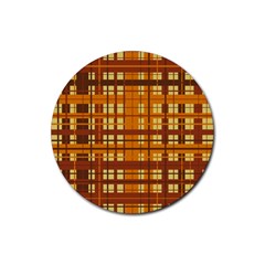 Plaid Pattern Rubber Coaster (round)  by linceazul