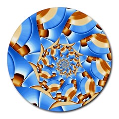 Gold Blue Bubbles Spiral Round Mousepads by designworld65