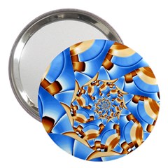 Gold Blue Bubbles Spiral 3  Handbag Mirrors by designworld65