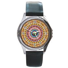 Peaceful Mandala Round Metal Watch by designworld65