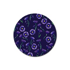 Floral Rubber Round Coaster (4 Pack) 