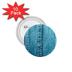 Denim Jeans Fabric Texture 1 75  Buttons (10 Pack) by paulaoliveiradesign