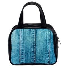 Denim Jeans Fabric Texture Classic Handbags (2 Sides) by paulaoliveiradesign