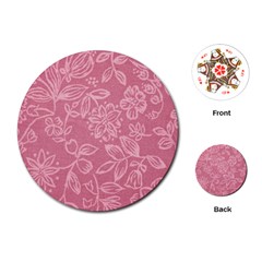 Floral Rose Flower Embroidery Pattern Playing Cards (round)  by paulaoliveiradesign