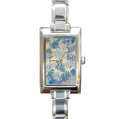 Fabric Embroidery Blue Texture Rectangle Italian Charm Watch by paulaoliveiradesign
