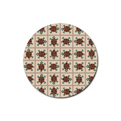 Native American Pattern Rubber Round Coaster (4 Pack)  by linceazul