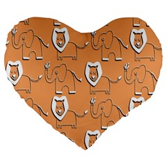 Lion Pattern Wallpaper Vector Large 19  Premium Flano Heart Shape Cushions