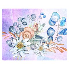 Snail And Waterlily, Watercolor Double Sided Flano Blanket (medium)  by FantasyWorld7