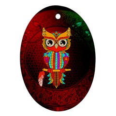 Cute Owl, Mandala Design Oval Ornament (two Sides) by FantasyWorld7